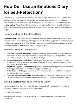 How Do I Use an Emotions Diary for Self-Reflection