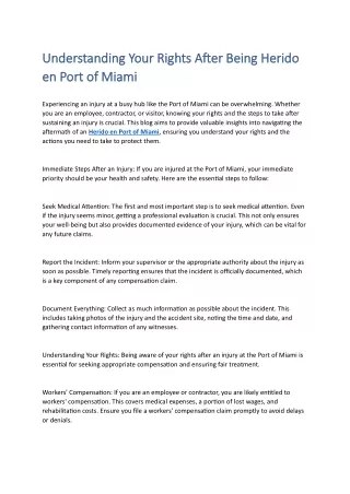 Understanding Your Rights After Being Herido en Port of Miami