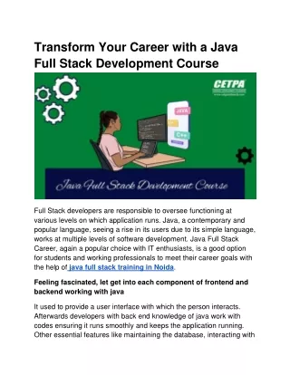 Transform Your Career with a Java Full Stack Development Course