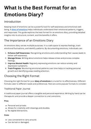 What Is the Best Format for an Emotions Diary