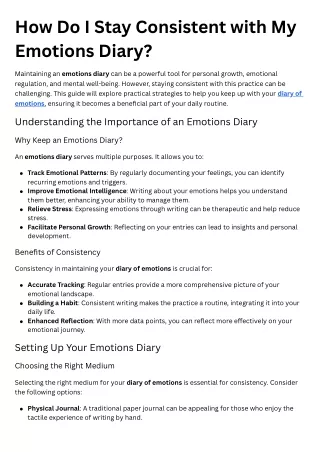 How Do I Stay Consistent with My Emotions Diary