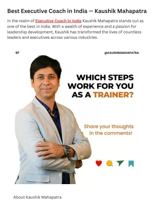 Best Executive Coach in India — Kaushik Mahapatra