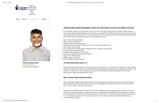 Chandra Babu Naidu Biography- Early Life, Education, Family and Political Career