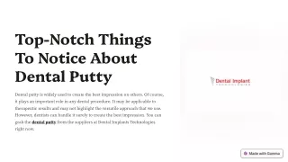 Top-Notch Things To Notice About Dental Putty