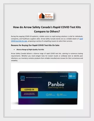 How do Arrow Safety Canada's Rapid COVID Test Kits Compare to Others?