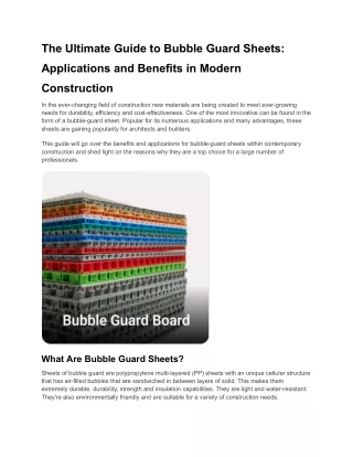 The Ultimate Guide to Bubble Guard Sheets_ Applications and Benefits in Modern Construction