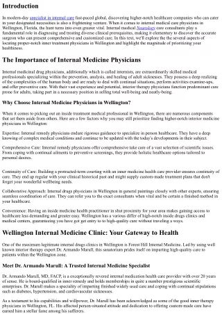 Finding Top-notch Internal Medicine Physicians in Wellington: Your Health is Our