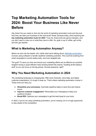 Top Marketing Automation Tools for 2024