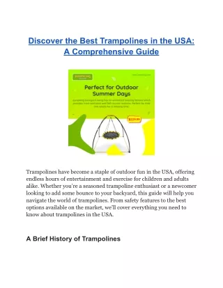 Discover the Best Trampolines in the USA_ A Comprehensive Guide