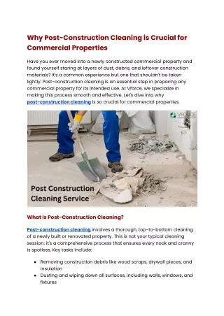 Why Post-Construction Cleaning is Crucial for Commercial Properties