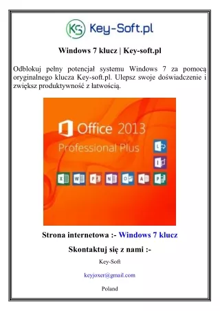 Windows 7 klucz   Key-soft.pl