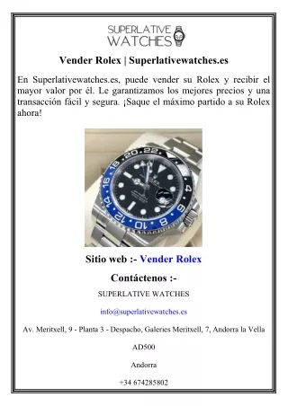 Vender Rolex   Superlativewatches.es