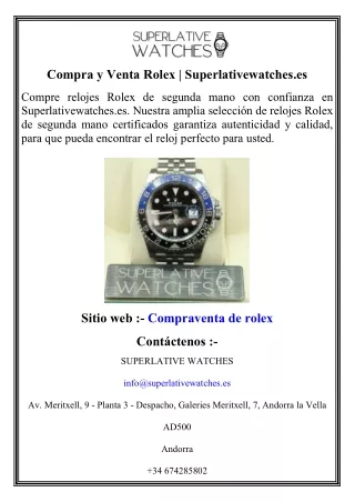 Compra y Venta Rolex   Superlativewatches.es