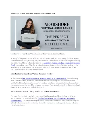 Nearshore Virtual Assistant Services in Coconut Creek