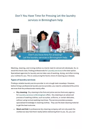 Don’t You Have Time for Pressing Let the laundry services in Birmingham help