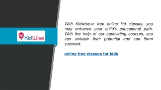 Online Free Classes For Kids | Kidwise.in