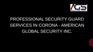 Professional Security Guard Services in Corona