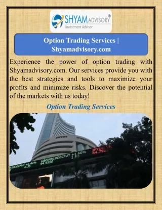 Option Trading Services  Shyamadvisory.com