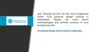 Vlsi Physical Design Online Training In Hyderabad  Takshila-vlsi.com