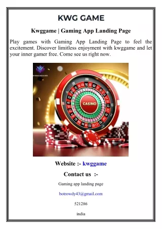 Kwggame   Gaming App Landing Page