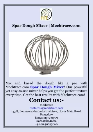 Spar Dough Mixer  Mechtrace.com