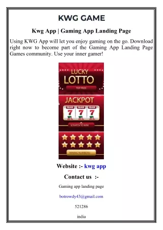 Kwg App  Gaming App Landing Page