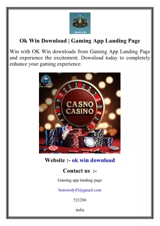 Ok Win Download   Gaming App Landing Page