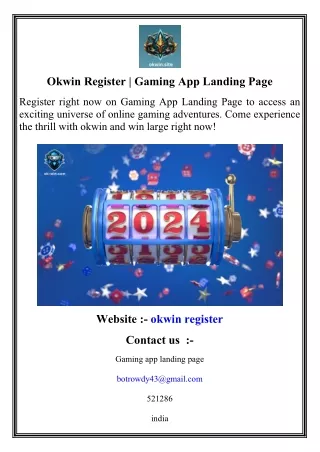 Okwin Register   Gaming App Landing Page