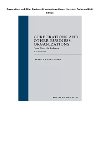 PDF Corporations and Other Business Organizations: Cases, Materials, Problems