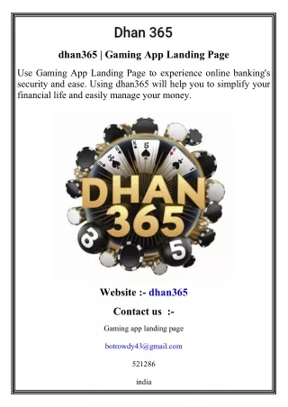 dhan365   Gaming App Landing Page