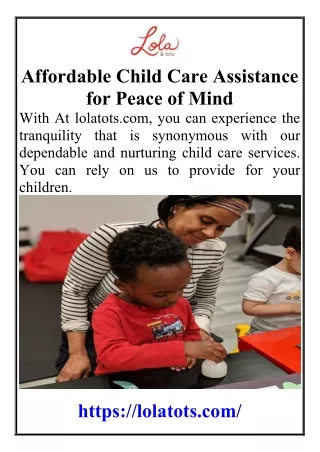 Affordable Child Care Assistance for Peace of Mind