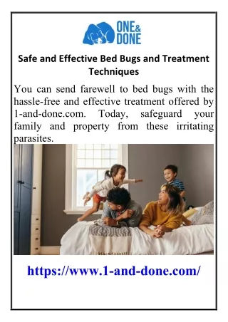 Safe and Effective Bed Bugs and Treatment Techniques