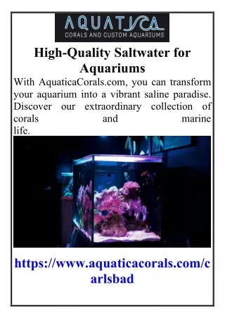 High-Quality Saltwater for Aquarium5s