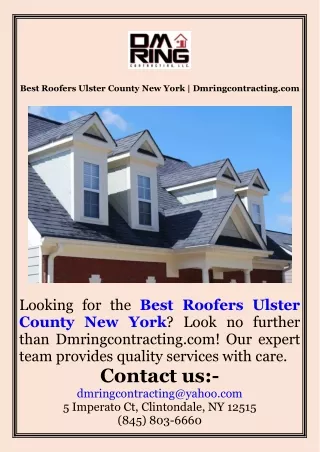 Best Roofers Ulster County New York  Dmringcontracting.com