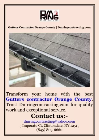 Gutters Contractor Orange County  Dmringcontracting.com