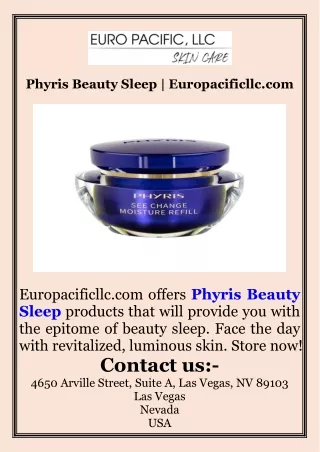 Phyris Beauty Sleep  Europacificllc.com