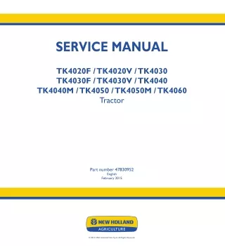 New Holland TK4050 Tractor Service Repair Manual Instant Download