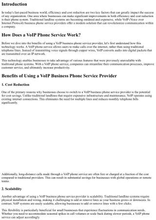 How to Increase Efficiency and Reduce Costs with a VoIP Business Phone Service P
