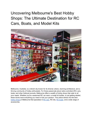 Uncovering Melbourne's Best Hobby Shops_ The Ultimate Destination for RC Cars, Boats, and Model Kits