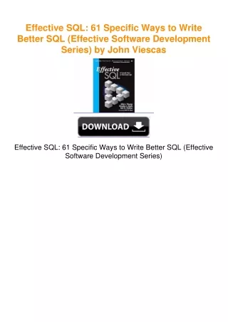 Effective SQL: 61 Specific Ways to Write Better SQL (Effective Software