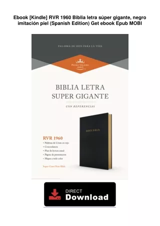 Ebook [Kindle]  RVR 1960 Biblia letra súper gigante, negro imitación piel