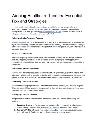 Winning Healthcare Tenders_ Essential Tips and Strategies