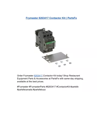 Frymaster 8263417 Contactor Kit | PartsFe