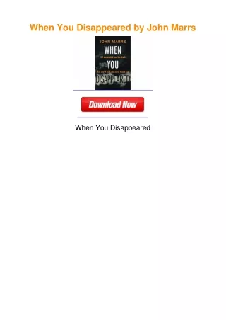 When You Disappeared by John Marrs