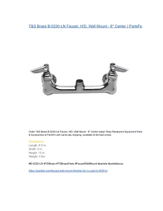 Henny Penny 14209 Faucet, HD, Wall Mount - 8 Center  PartsFe