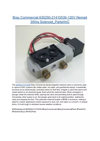 Bray Commercial 630250-21410536-120V Nema4 3Wire Solenoid_PartsHnC