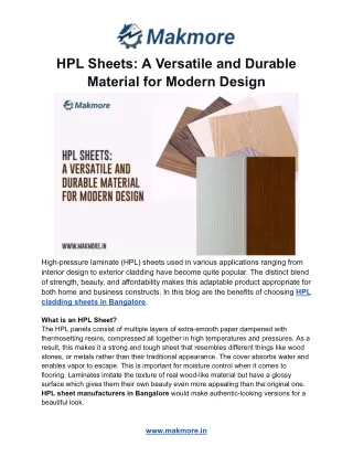 HPL Sheets: A Versatile and Durable Material for Modern Design