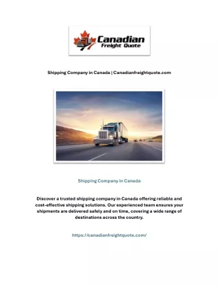 Shipping Company in Canada | Canadianfreightquote.com
