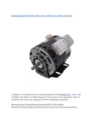 Daikin-Mcquay 063261702-1_4Hp 115V 1075Rpm Psc Motor _ PartsHnC