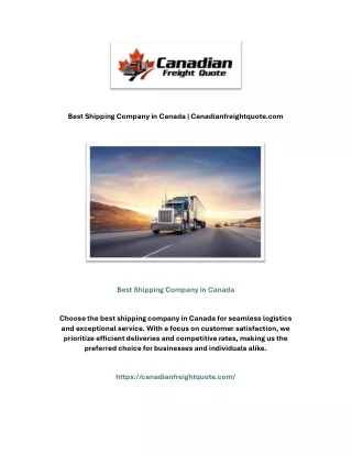 Best Shipping Company in Canada | Canadianfreightquote.com